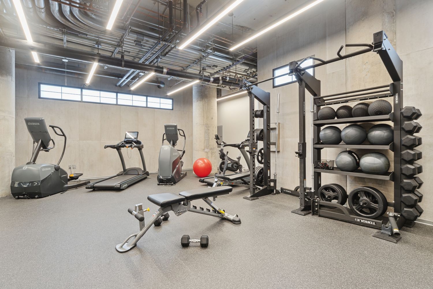 a view of a room with gym equipment