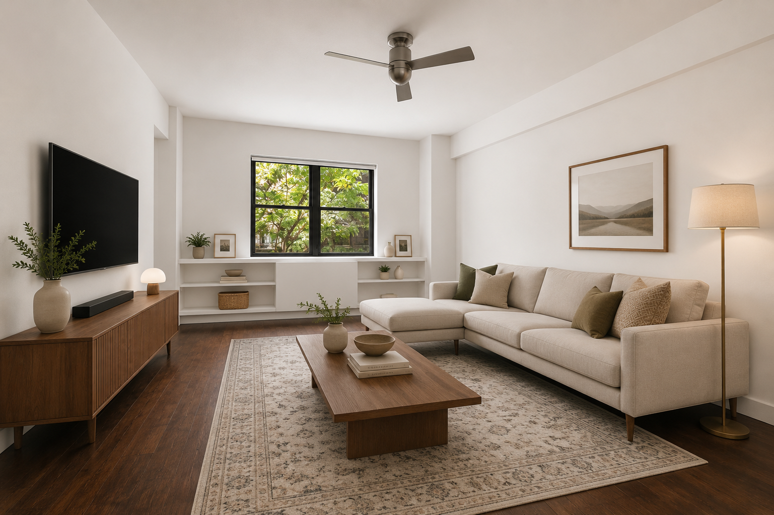 180 West Houston Street, Unit 2E Manhattan, NY 10014 - Photo 1 of 7 a living room with furniture and a flat screen tv