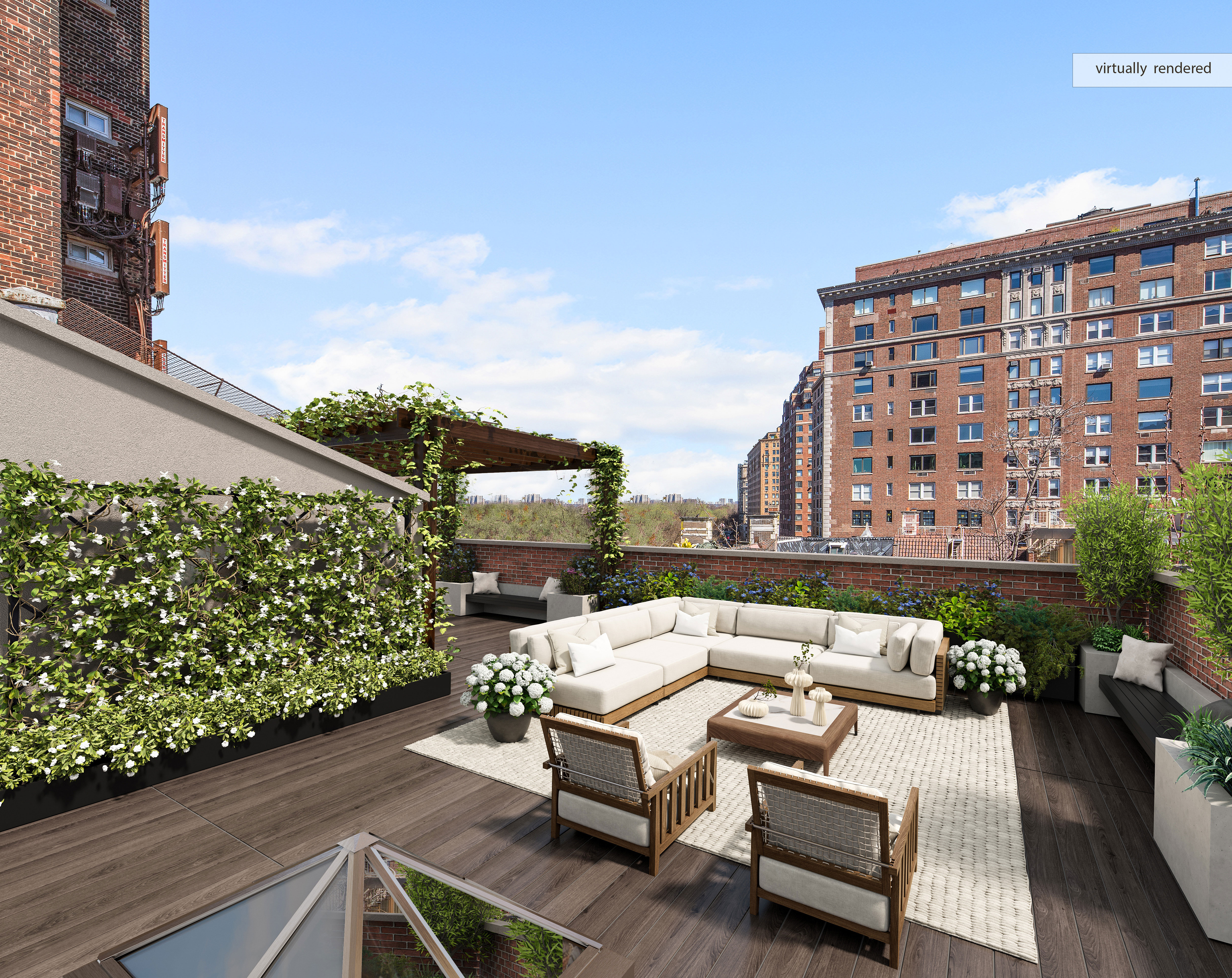 323 West 80th Street Manhattan, NY 10024 - Photo 17 of 24 a view of a balcony with chairs and wooden floor