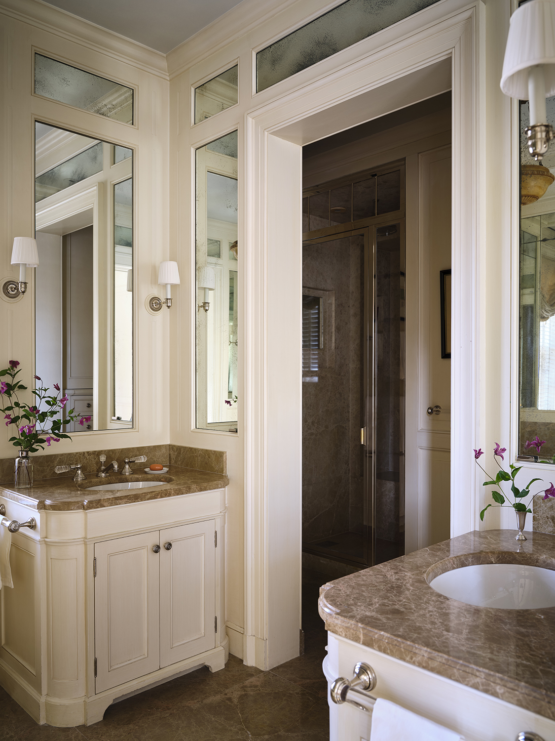 620 Park Avenue, Unit 14 Manhattan, NY 10065 - Photo 28 of 32 a bathroom with a granite countertop sink and a mirror