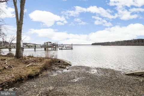 a view of a lake with a beach