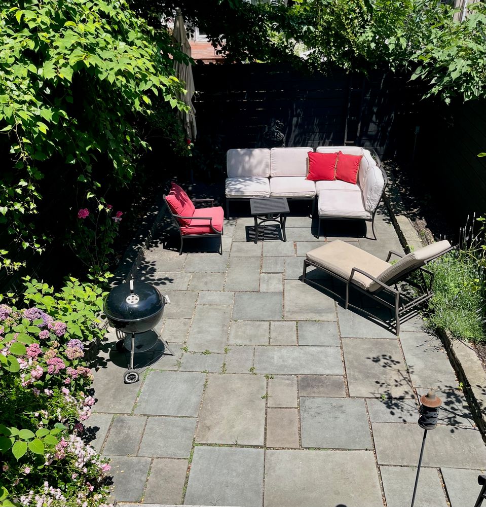 a outdoor view with a sitting space