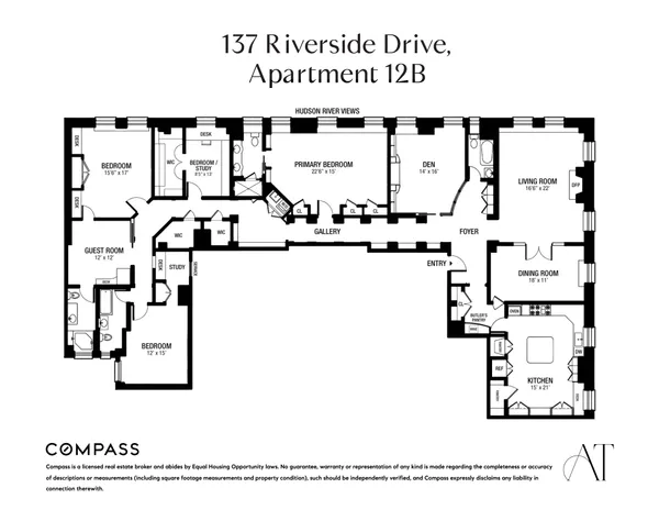 $6,495,000 | 137 Riverside Drive, Unit 12B | Upper West Side