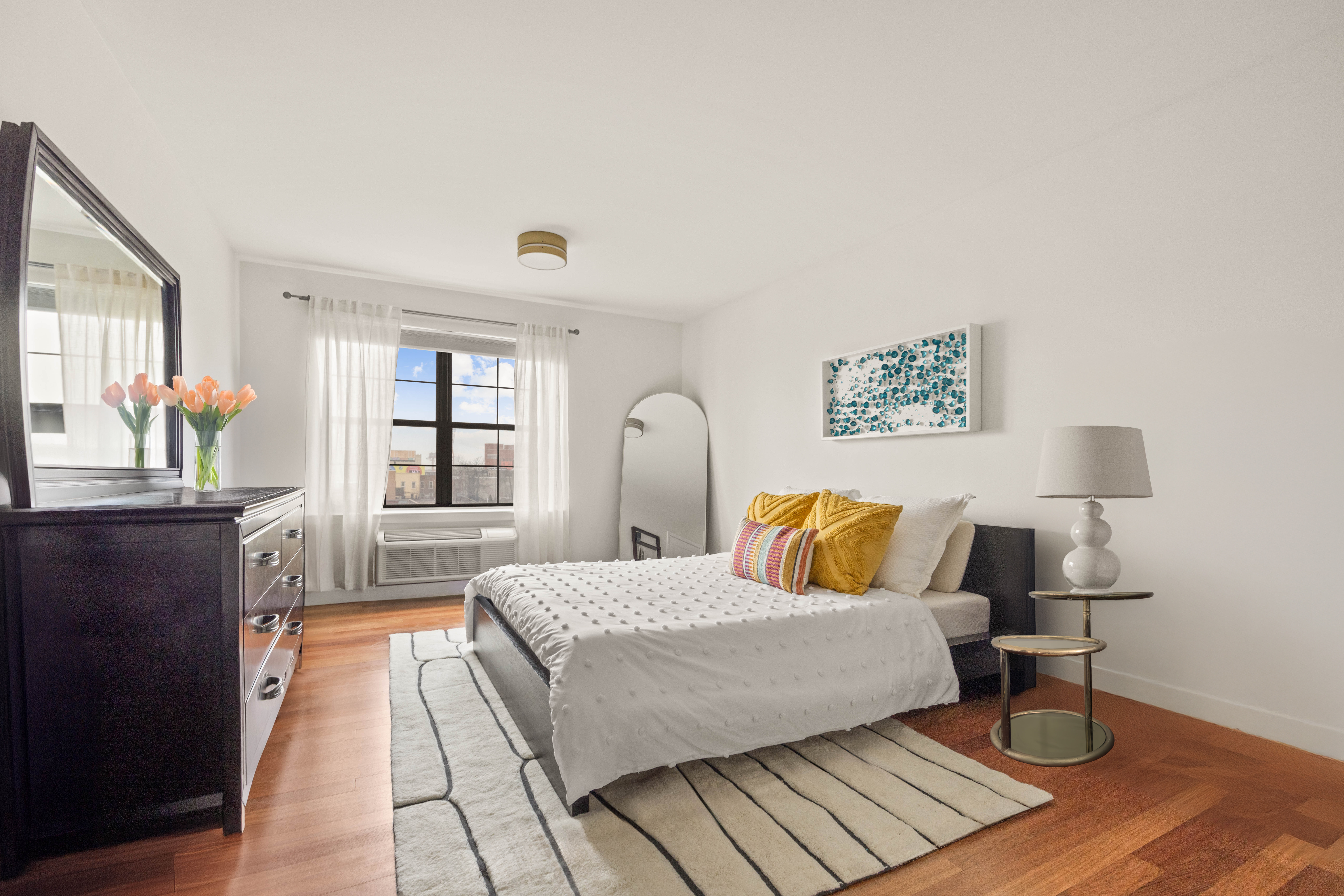 93 Rapelye Street, Unit 3D Brooklyn, NY 11231 - Photo 3 of 11 a bedroom with a bed wooden floor and lamp