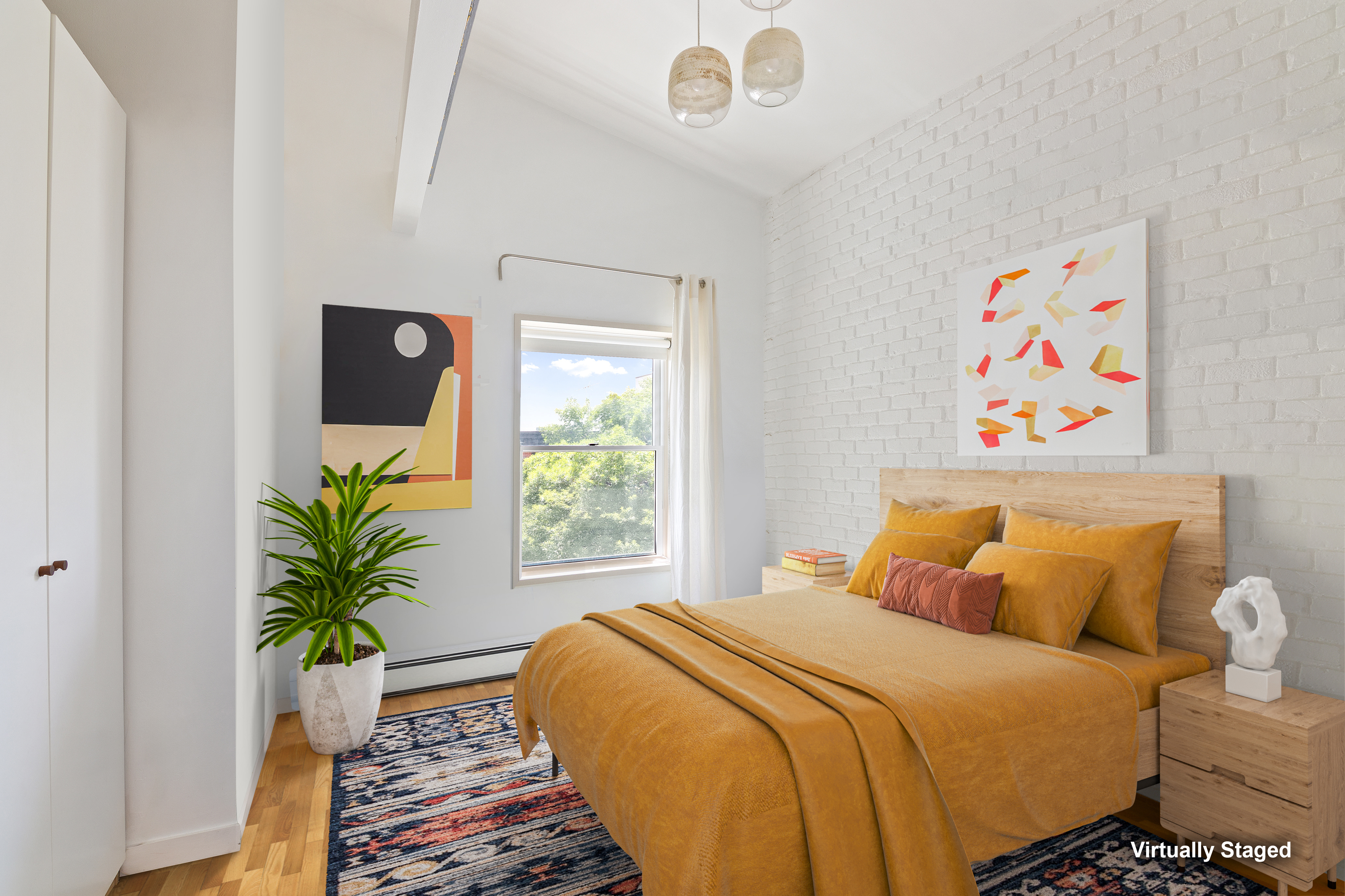 57 3rd Street, Unit 7 Brooklyn, NY 11231 - Photo 7 of 13 a bedroom with a bed and a potted plant