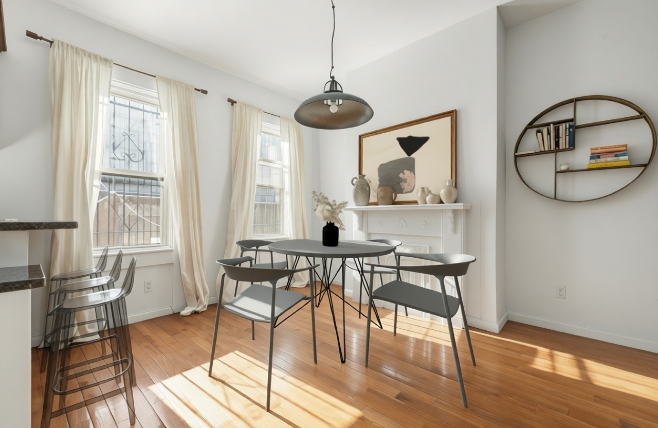 1218 Saint Marks Avenue Brooklyn, NY 11213 - Photo 7 of 42 a view of a dining room with furniture window and wooden floor