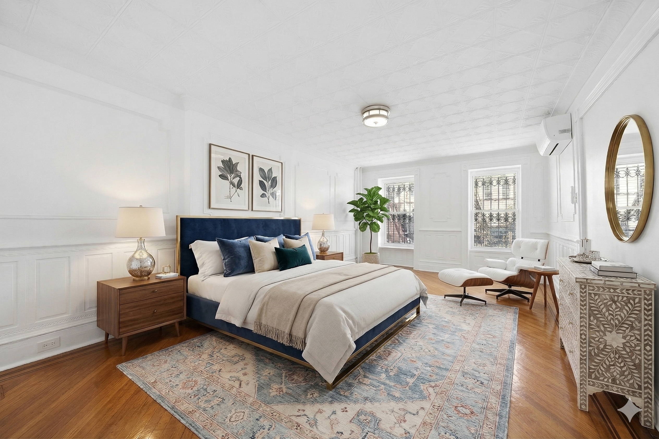 490 A Monroe Street, Unit apt.1 Brooklyn, NY 11221 - Photo 2 of 12 a bedroom with a bed large mirror and window