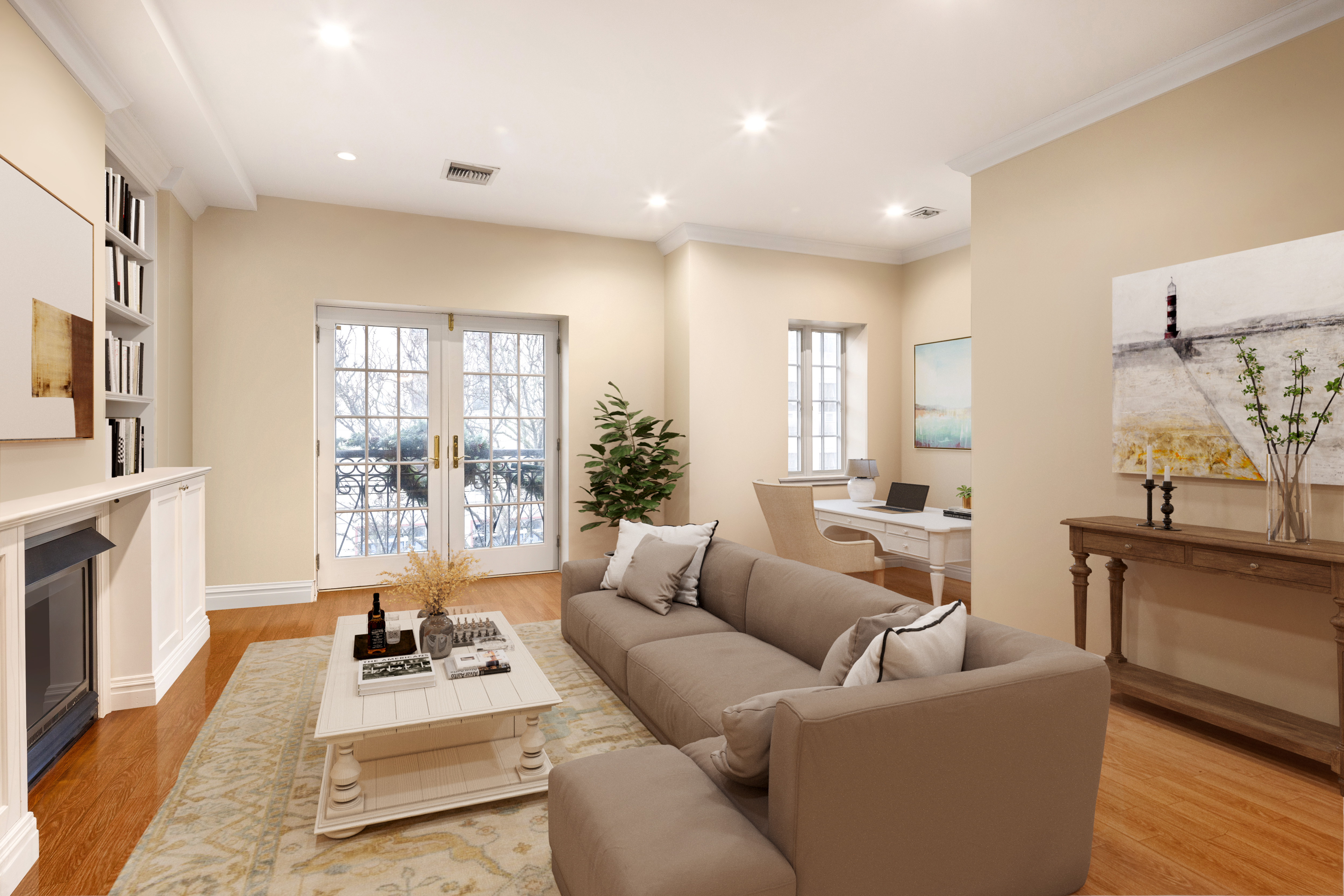303 Warren Street, Unit 2 Brooklyn, NY 11201 - Photo 2 of 10 a living room with furniture fireplace and a large window