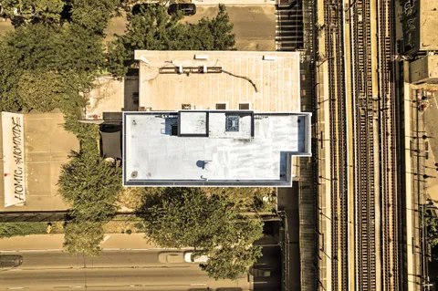 a view of a city with tall buildings