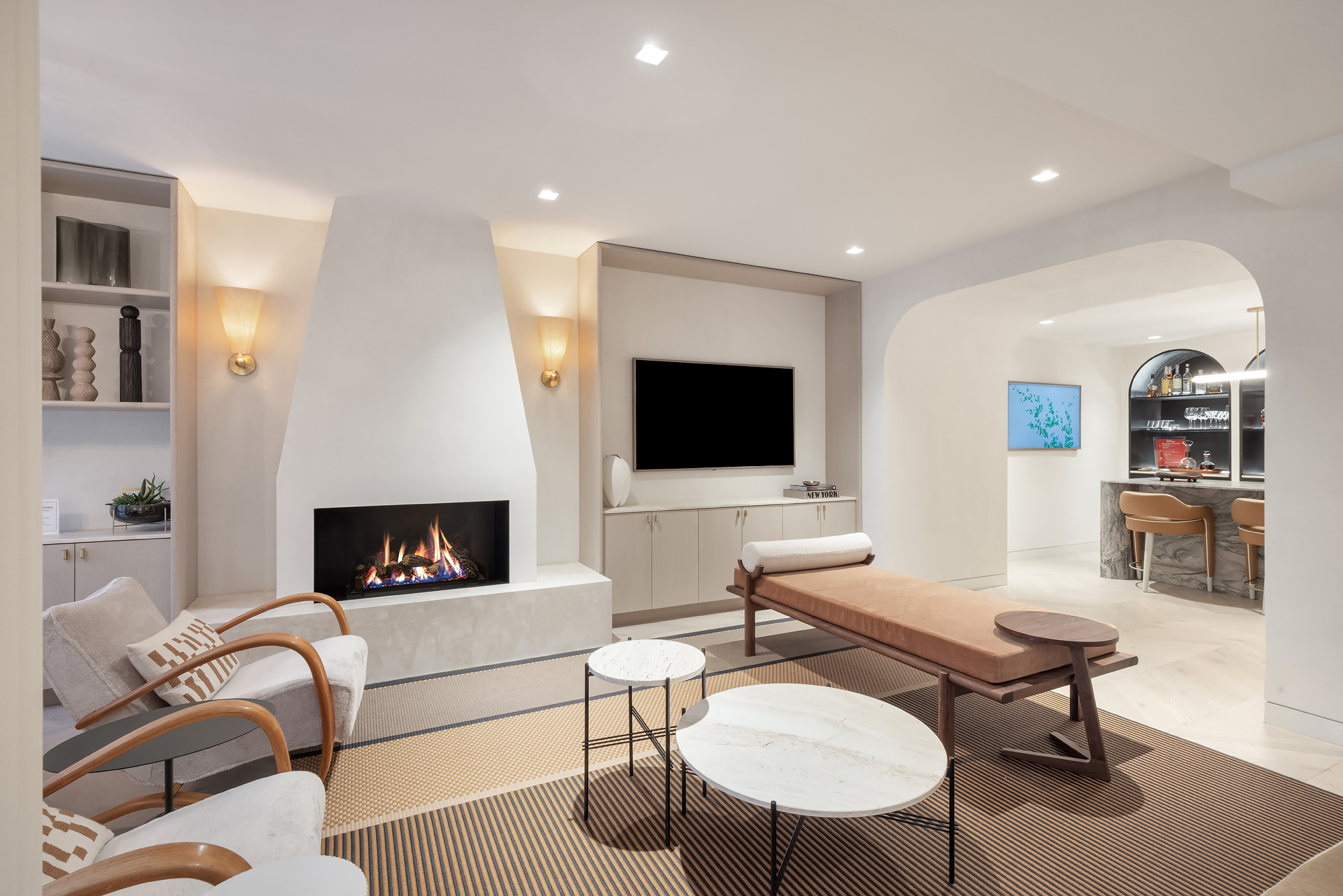 110 Central Park South, Unit 12ABC Manhattan, NY 10019 - Photo 48 of 49 a living room with furniture flat screen tv and a fireplace