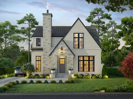 front view of a house with a yard