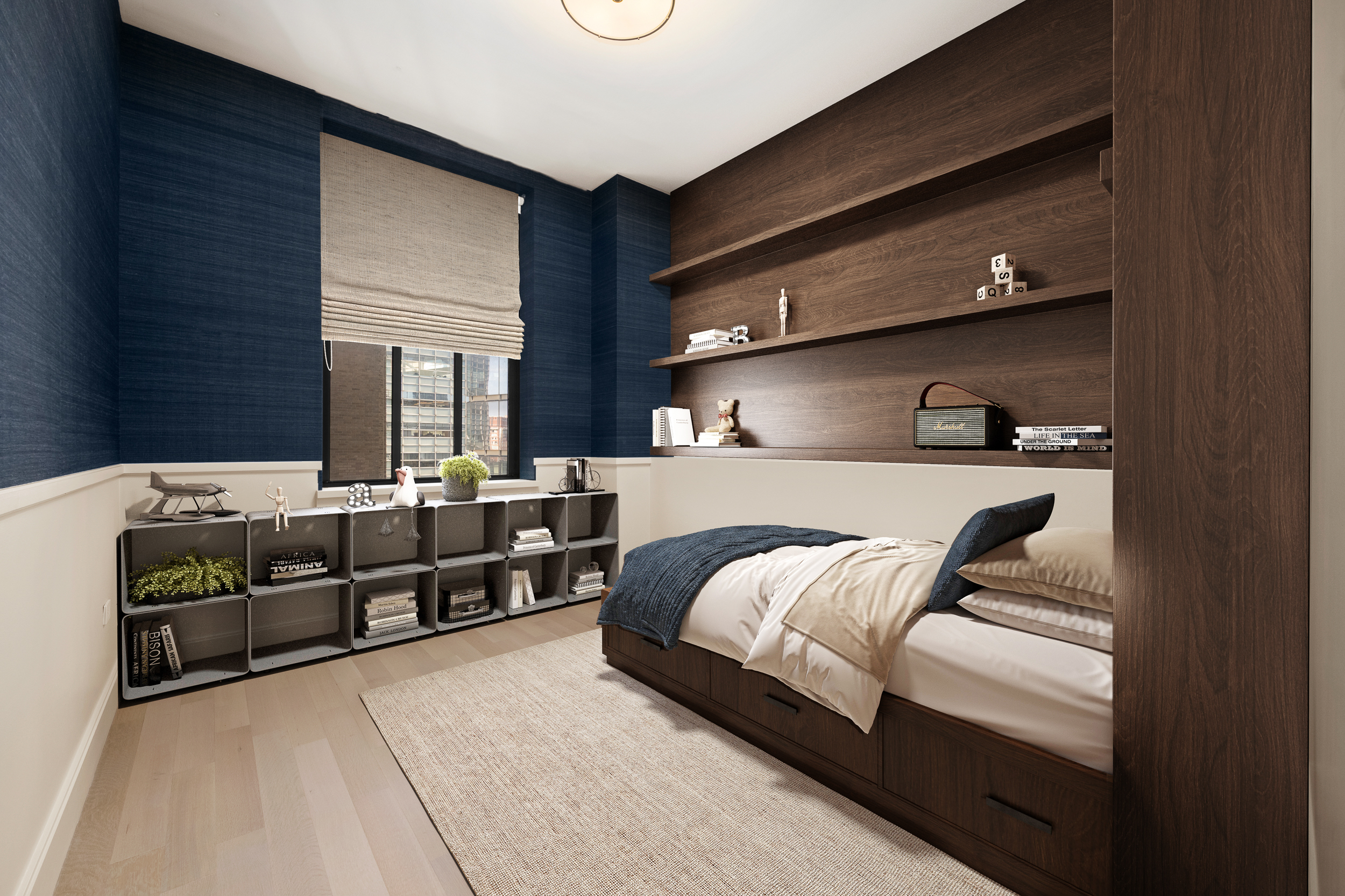 100 Barclay Street, Unit 13K Manhattan, NY 10007 - Photo 12 of 27 a bedroom with a bed and a couch