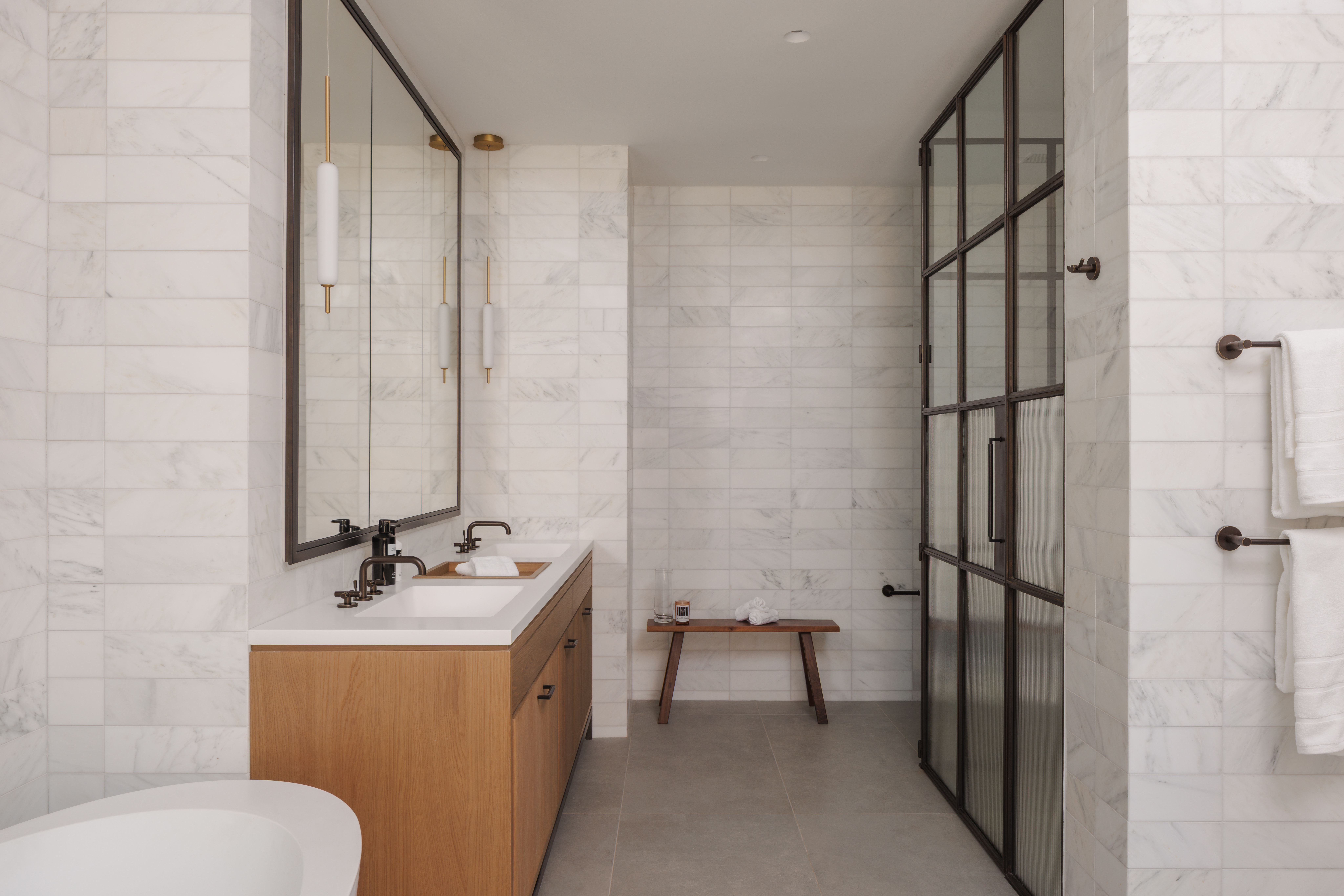 62 Reade Street, Unit PH Manhattan, NY 10007 - Photo 10 of 14 a bathroom with a sink a toilet and shower