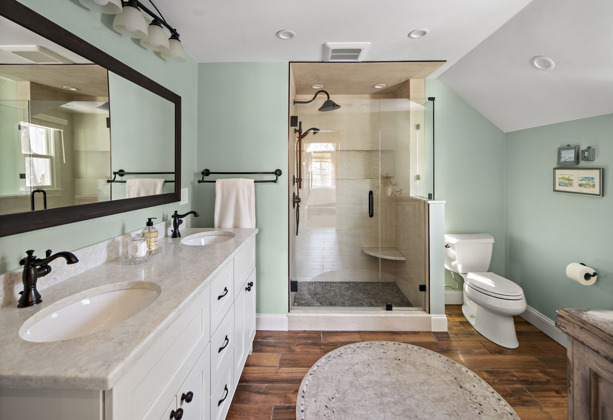 56 Jefferson Road Winchester, MA 01890 - Photo 19 of 26 a spacious bathroom with a granite countertop sink toilet and shower