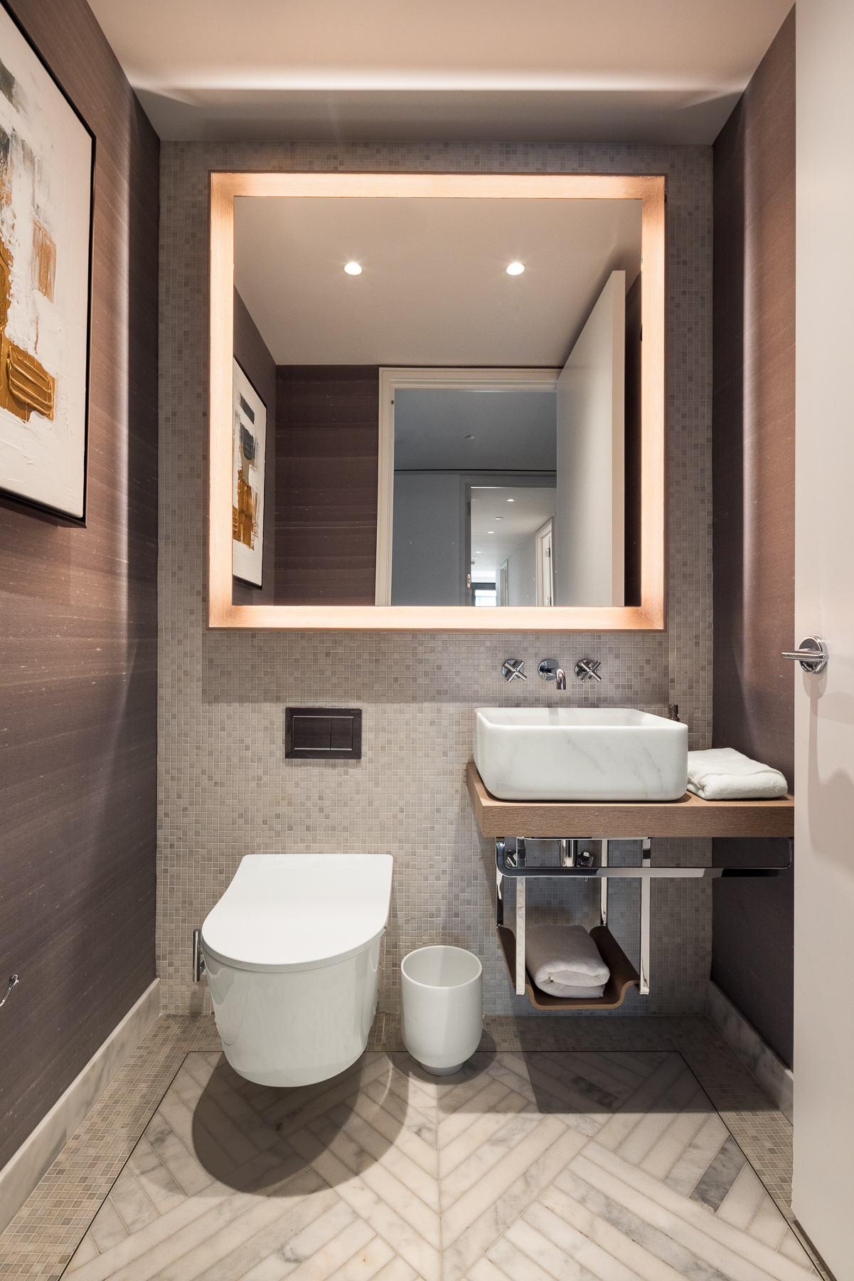 250 West 96th Street, Unit 6G Manhattan, NY 10025 - Photo 4 of 26 a bathroom with a toilet sink and mirror