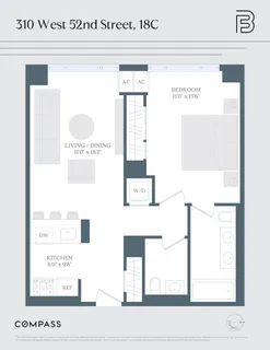 $1,100,000 | 310 West 52nd Street, Unit 18C | Hell's Kitchen