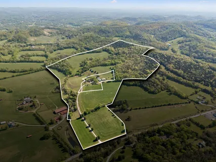 an aerial view of a backyard
