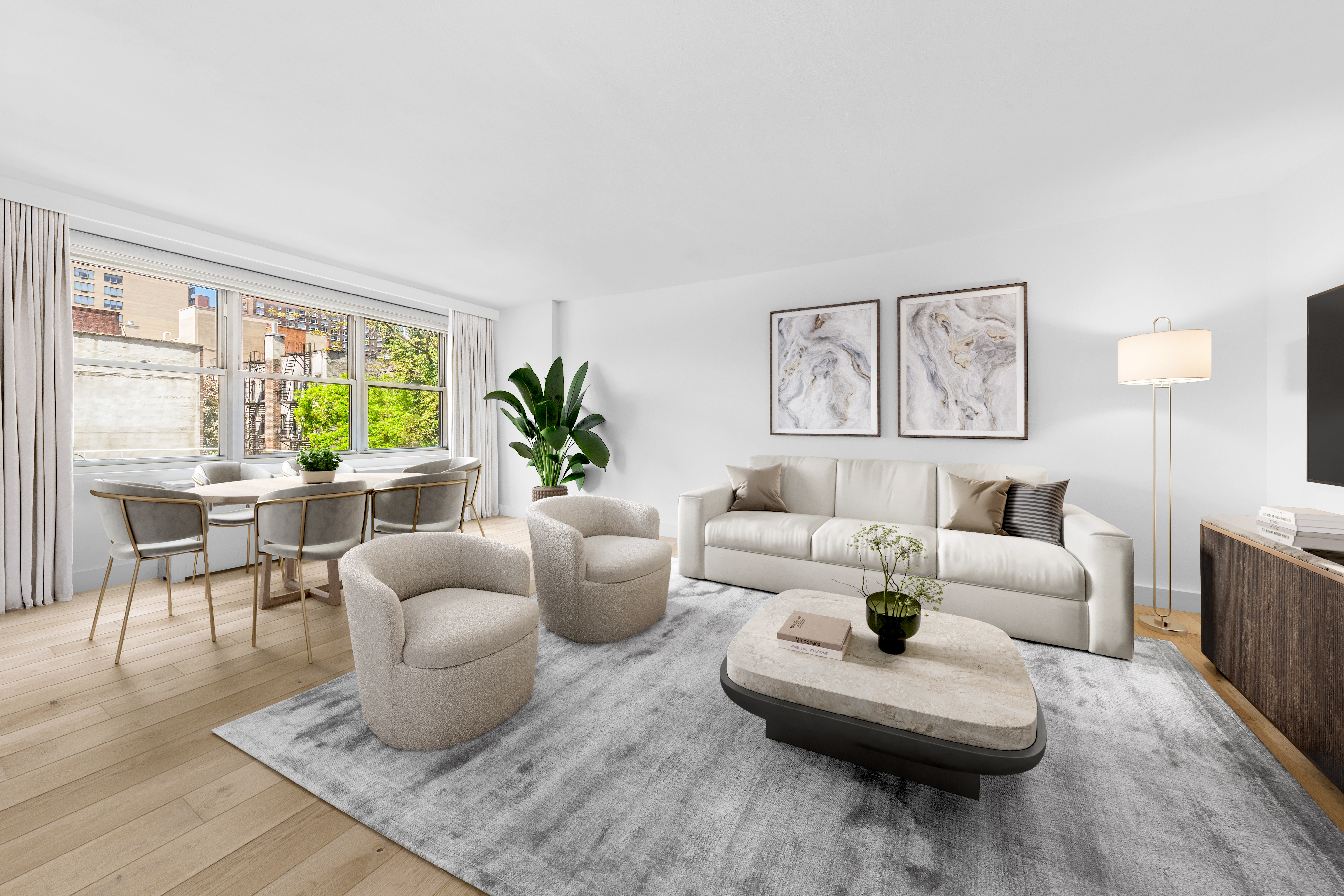 251 East 32nd Street, Unit 5J Manhattan, NY 10016 - Photo 1 of 15 a living room with furniture and a large window