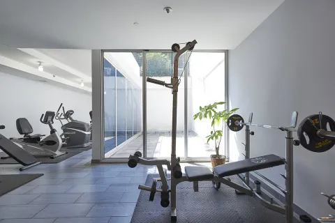 a living room with furniture