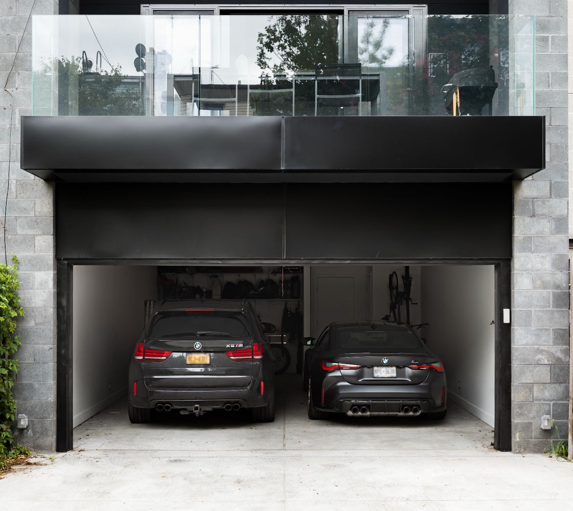 a car parked in front of a building