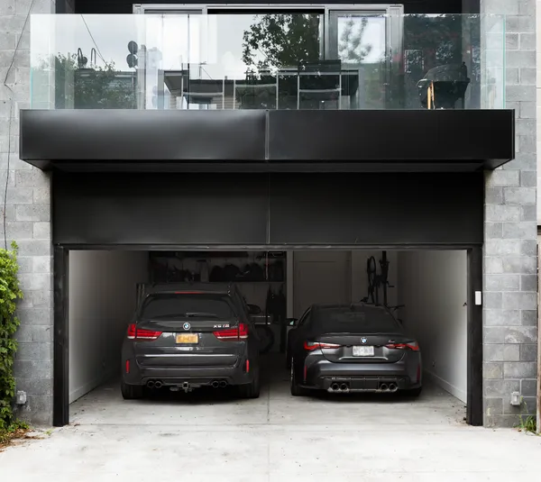 a car parked in front of a building