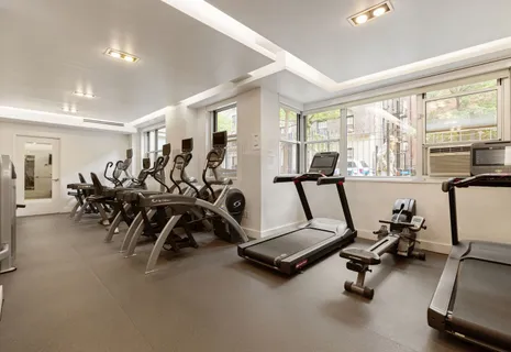 a view of a room with gym equipment