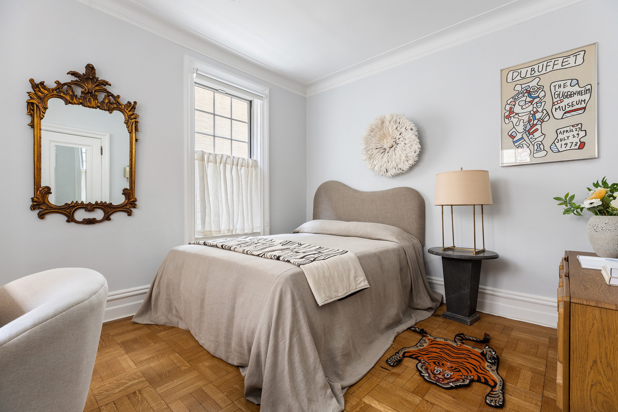 125 Prospect Park West, Unit 2E Brooklyn, NY 11215 - Photo 6 of 14 a bedroom with a bed and a lamp on table next to a window