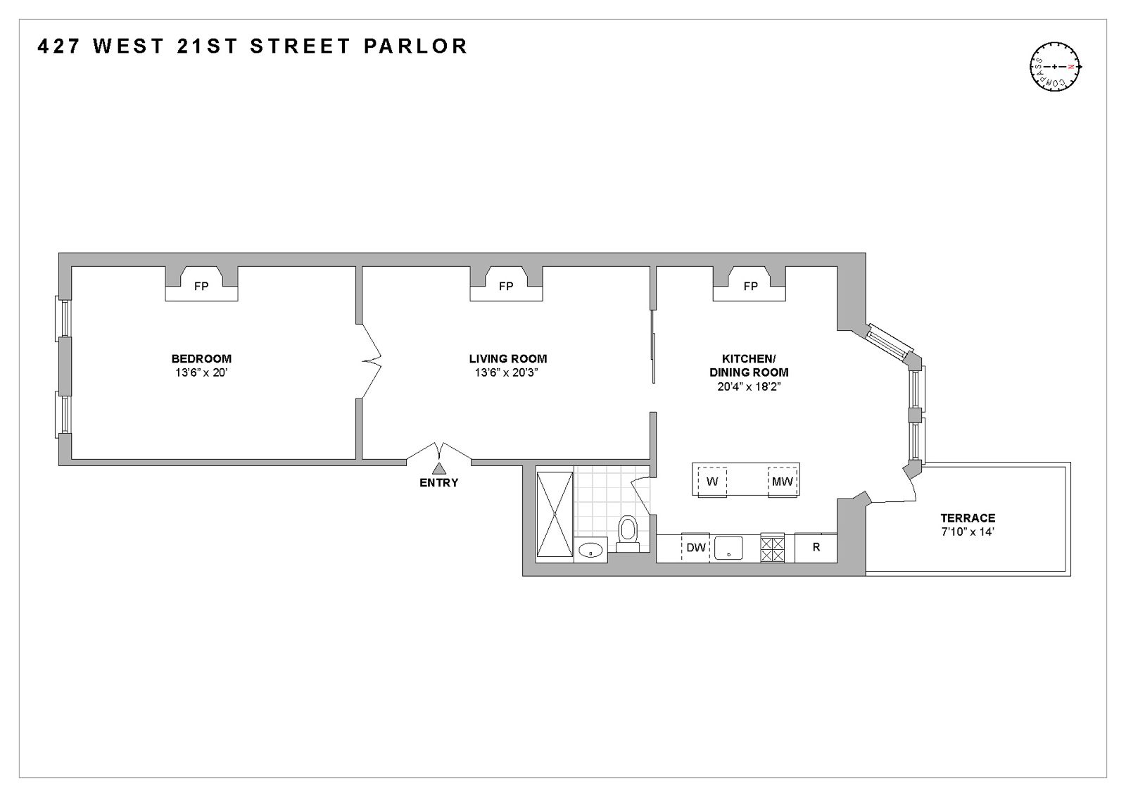 427 West 21st Street, Unit PARLOR Manhattan, NY 10011 - Photo 19 of 19 a picture of a floor plan
