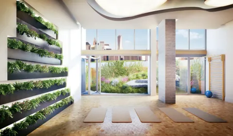 a view of a room with gym equipment