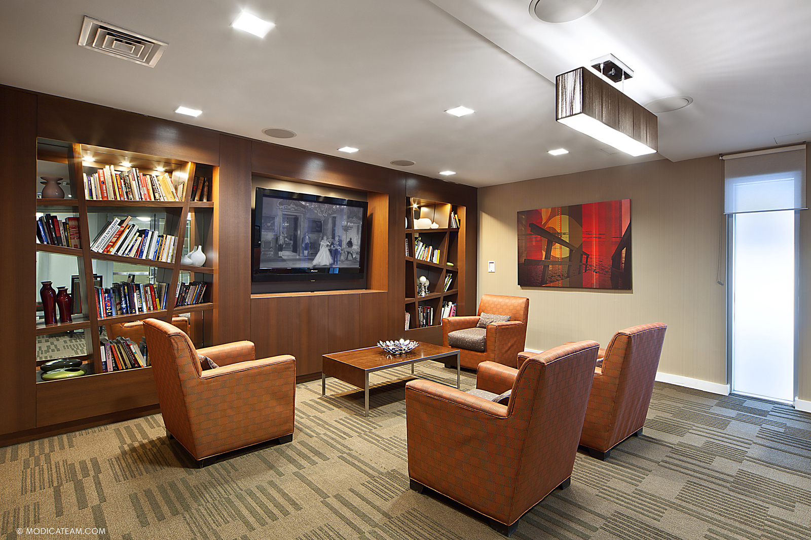 1 Northside Piers, Unit 25D Brooklyn, NY 11249 - Photo 15 of 19 a living room with furniture and a flat screen tv