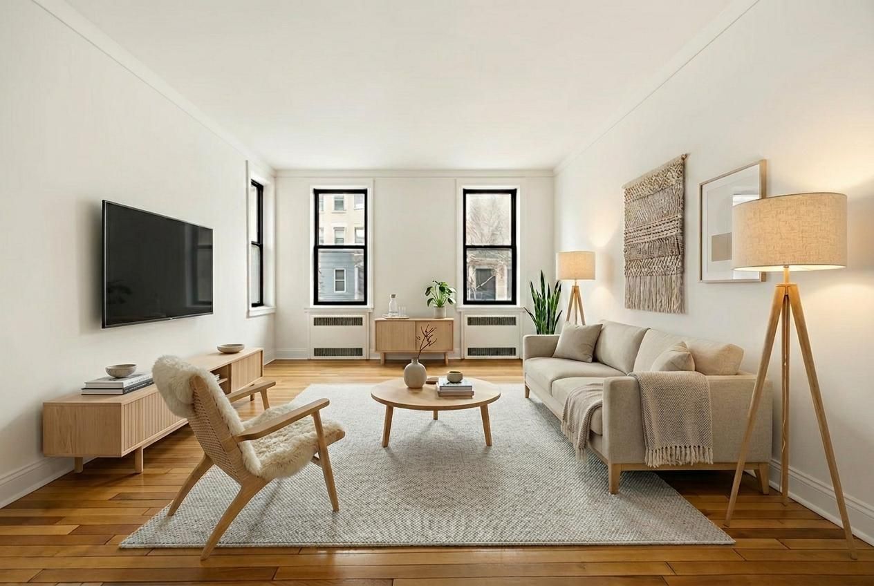 a living room with furniture and a flat screen tv