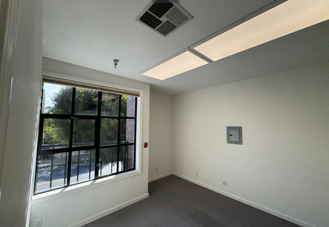 a view of small space with racks on the wall