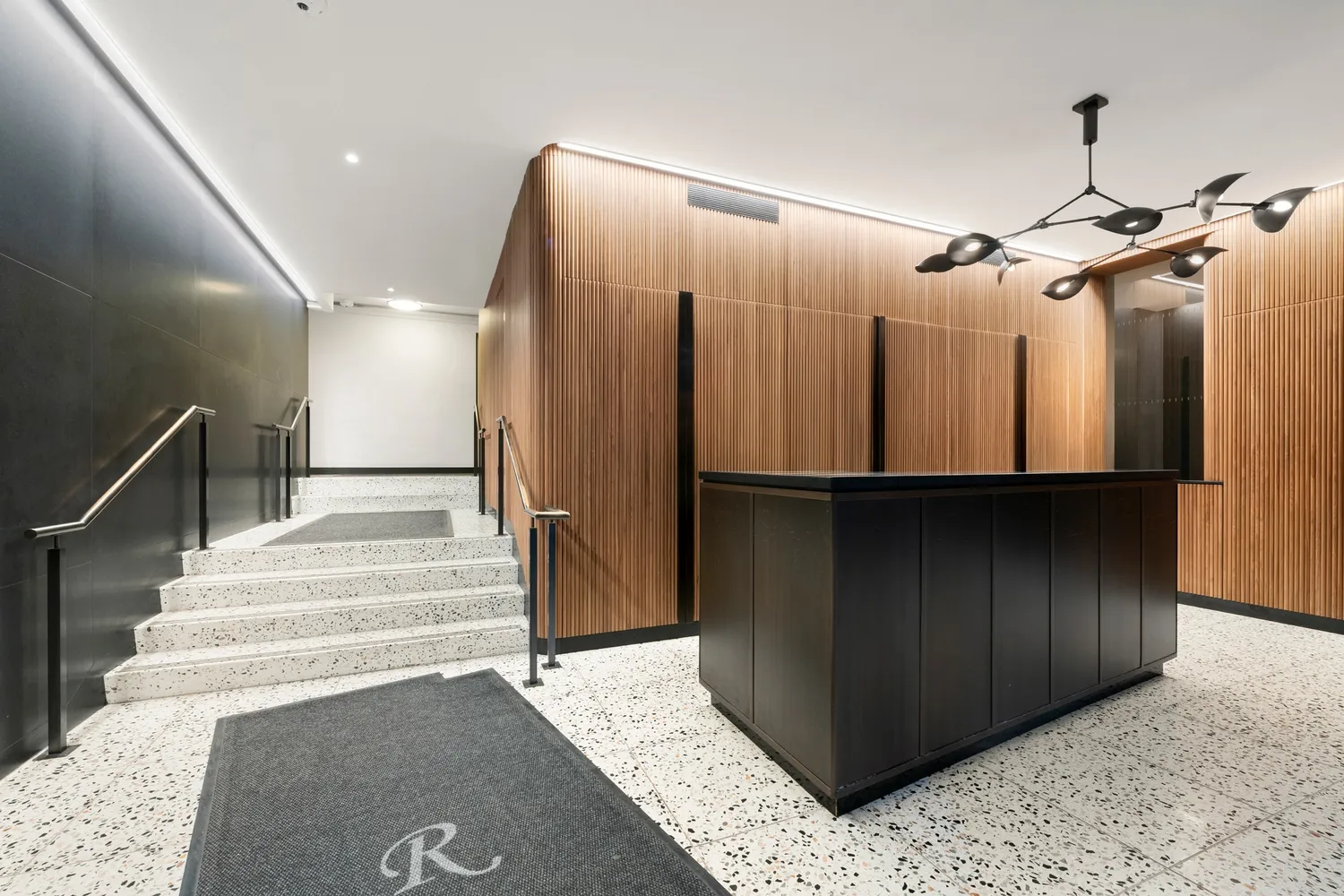 front view of a building and a street