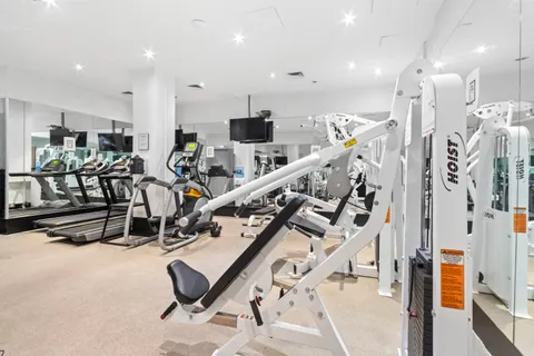 a view of a room with gym equipment