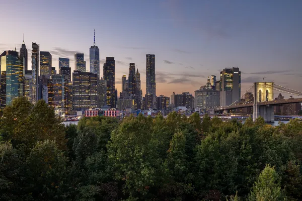 a view of a city with tall buildings