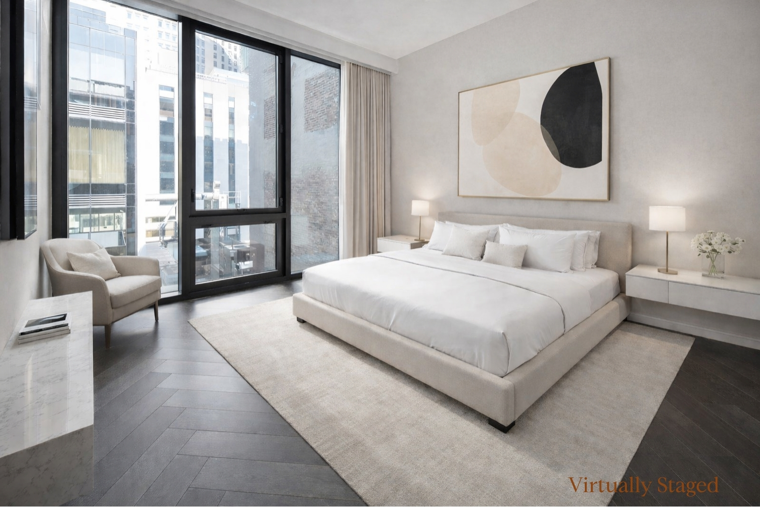 23 East 22nd Street, Unit TH2 Manhattan, NY 10010 - Photo 10 of 26 a bedroom with a large bed and a large window