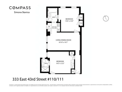$699,000 | 333 East 43rd Street, Unit 110/111 | Midtown East