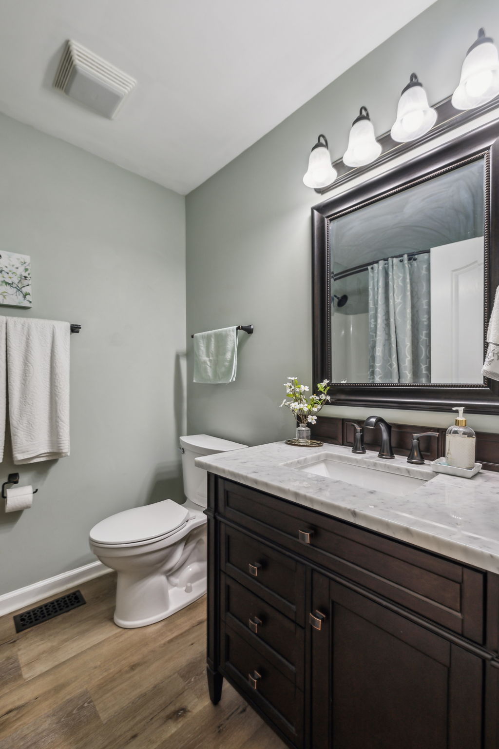 405 Billy Lane Spring Hill, TN 37174 - Photo 19 of 39 a bathroom with a granite countertop toilet a sink and a mirror