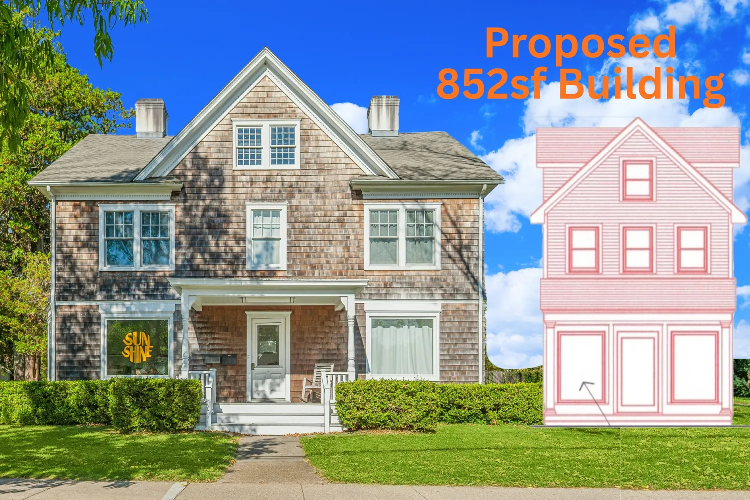 a front view of a building