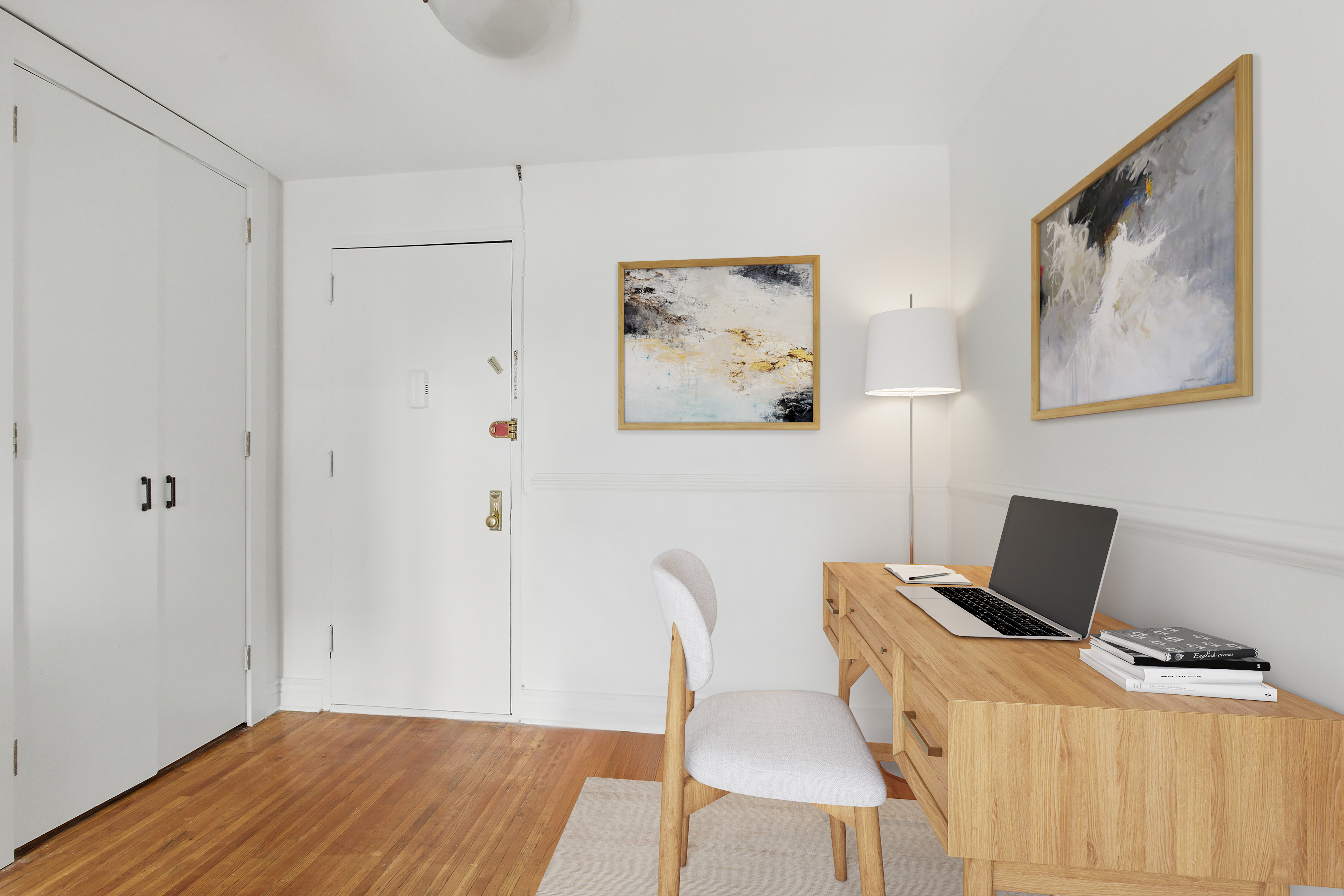 400 East 17th Street, Unit 711 Brooklyn, NY 11226 - Photo 9 of 12 a workspace with furniture and wooden floor