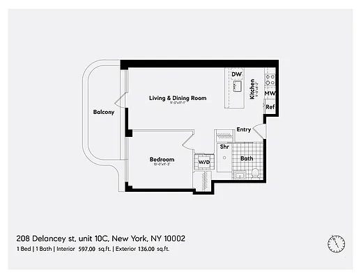 208 Delancey Street, Unit 10C Manhattan, NY 10002 - Photo 10 of 10 a picture of a wall with a white wall and a picture