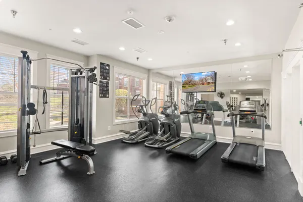 a view of a room with gym equipment