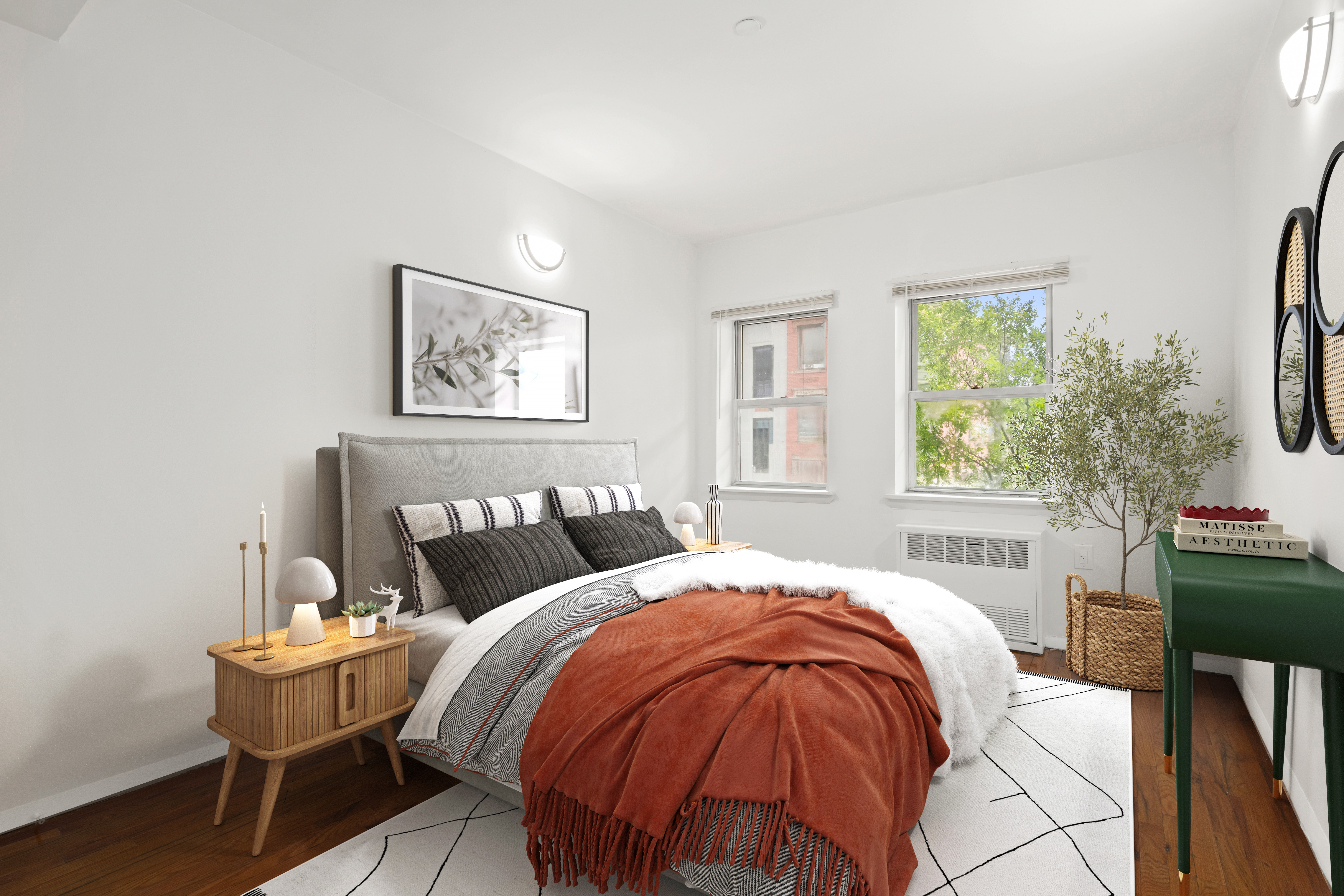 1240 Bedford Avenue, Unit 3H Brooklyn, NY 11216 - Photo 6 of 12 a bedroom with a bed and a table