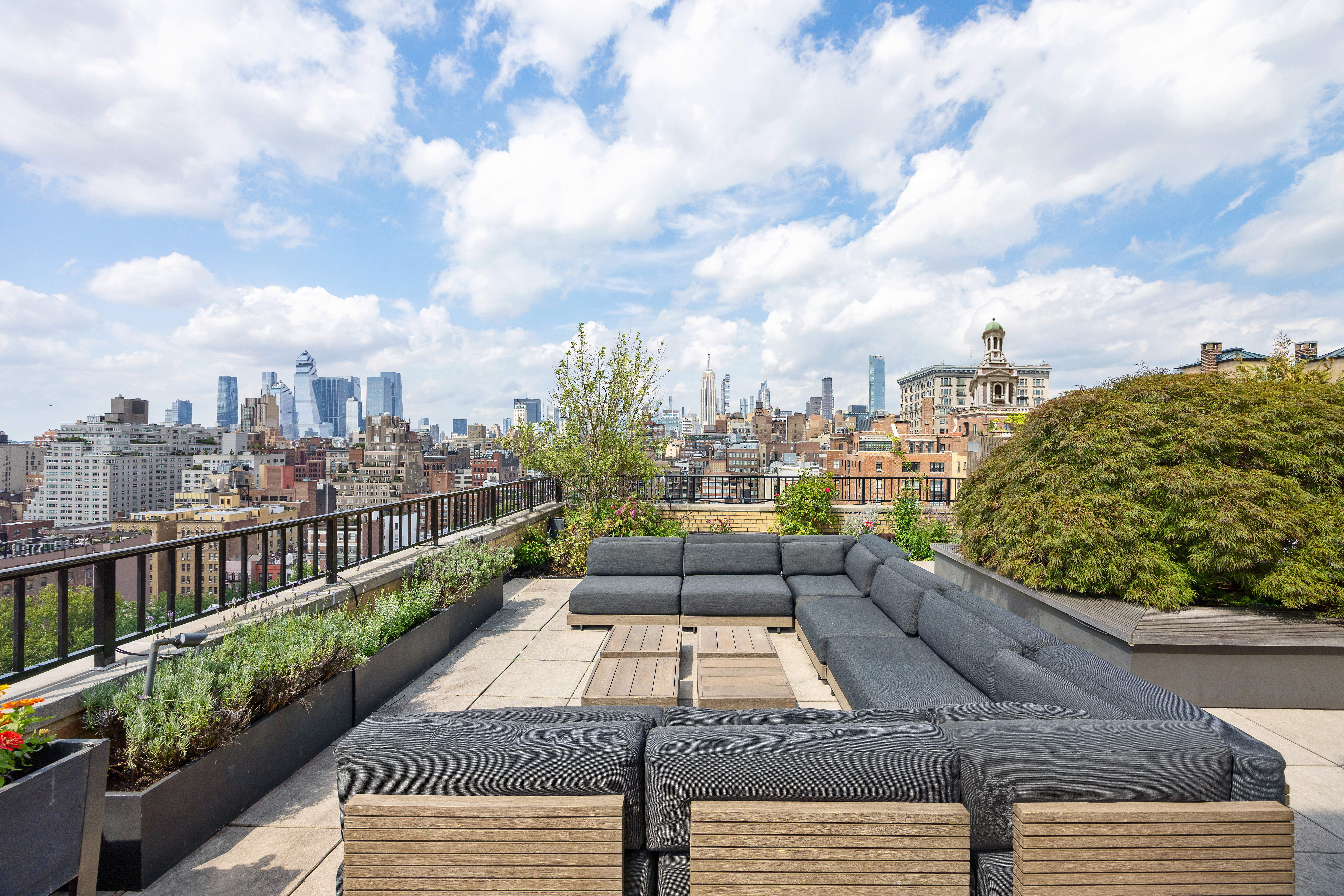 a view of a balcony with city view