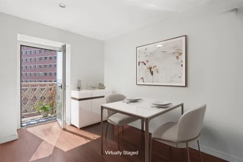 a workspace with furniture and window