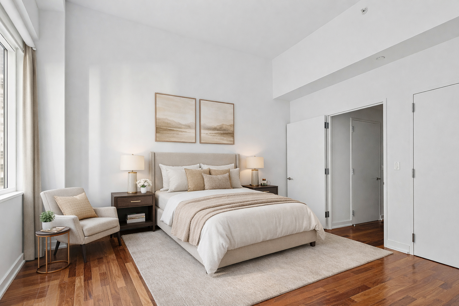 60 East 55th Street, Unit 20A Manhattan, NY 10022 - Photo 4 of 9 a bedroom with a bed and a couch