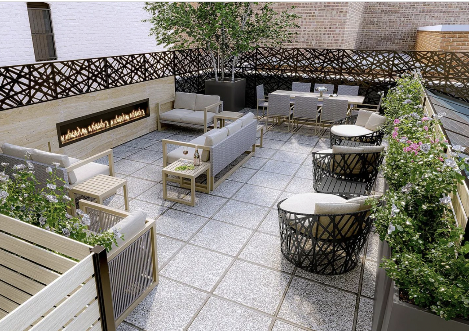 181 East 101st Street, Unit 701 Manhattan, NY 10029 - Photo 13 of 16 a view of a chairs and tables in the back yard of the house