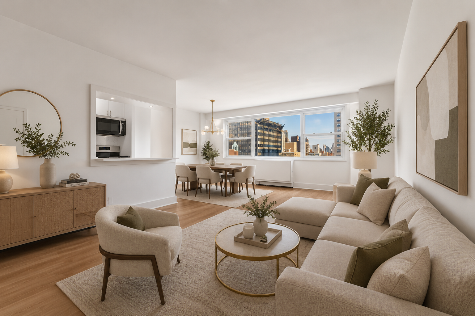 400 East 54th Street, Unit 24E Manhattan, NY 10022 - Photo 1 of 29 a living room with furniture and a wooden floor