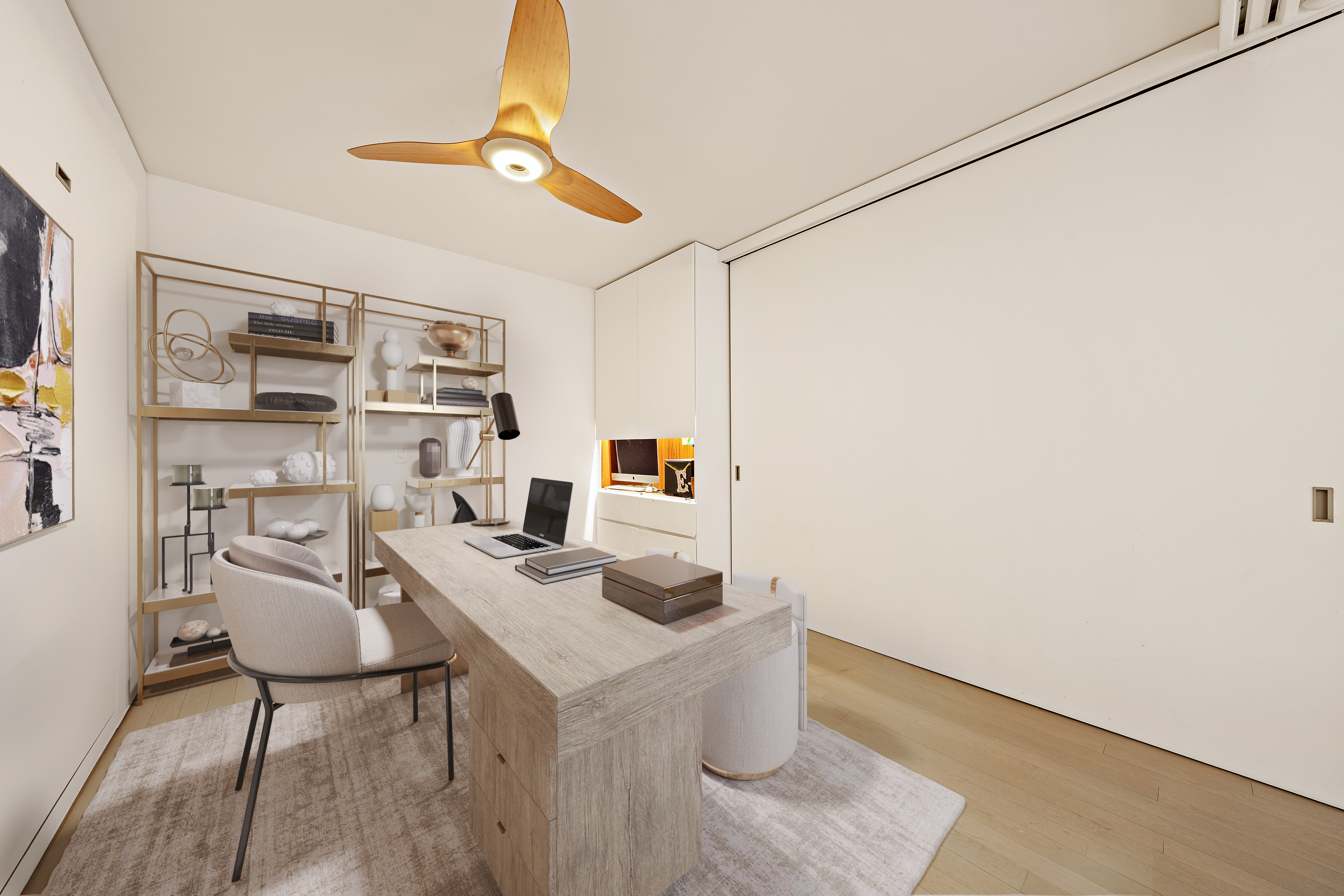 280 Rector Place, Unit 5IJ Manhattan, NY 10280 - Photo 8 of 10 a workspace with furniture and window