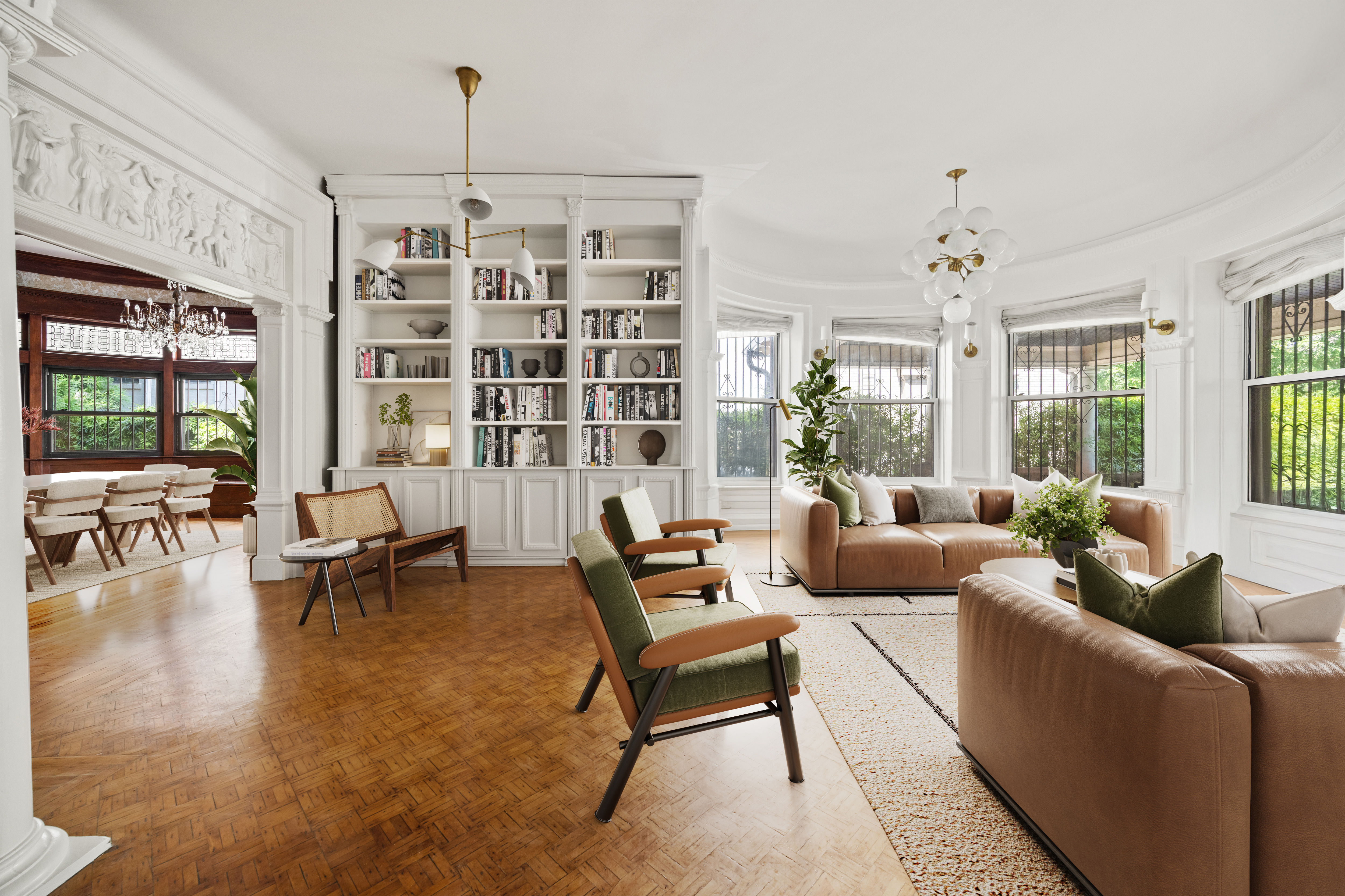 1094 Park Place Brooklyn, NY 11213 - Photo 4 of 18 a living room with furniture and a chandelier